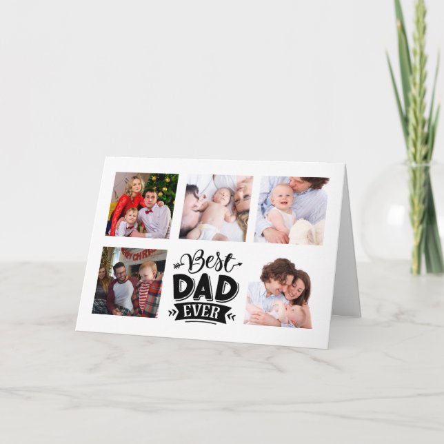 Custom Personalized Photo Collage FATHERS DAY Holiday Card (Front)