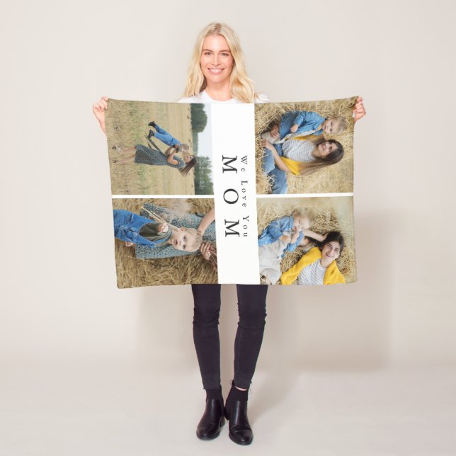 Custom Personalized Photo Collage Mother Family Fleece Blanket (In Situ)