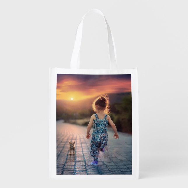 Custom Personalized Photo  Grocery Bag (Front)