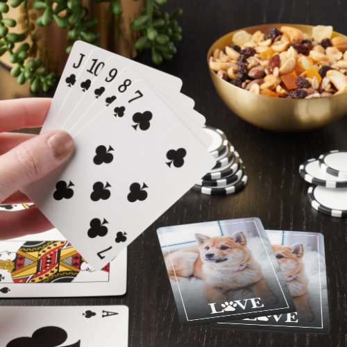 Custom Personalized Photo Love Paw Quote Text Playing Cards