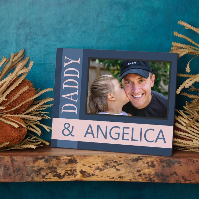 Custom Personalized Photo Of Dad With Child Plaque (Side)
