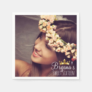Custom Personalized Photo Picture Sweet 16 Party Napkins