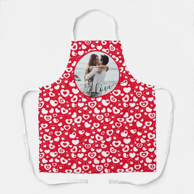 Custom Personalized Photo Simple Love Quote Text Apron (Front)