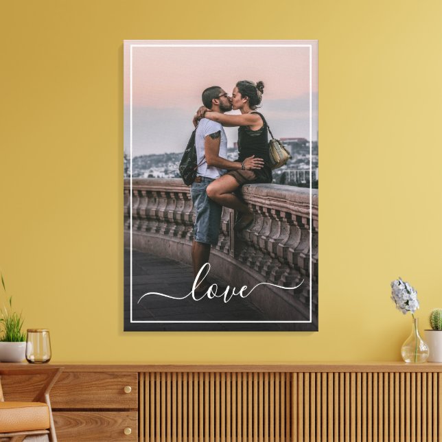 Custom Personalized Photo Simple Love Quote Text Canvas Print (Insitu(LivingRoom))