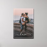 Custom Personalized Photo Simple Love Quote Text Canvas Print<br><div class="desc">Cute romantic Love text written in a stylish elegant typography font. With option to personalize or customize with photo of your choice. Unique keepsake,  birthday,  anniversary,  Valentine's Day gift,  or Christmas stocking stuffer. Easily customizable with a photograph of your choice.</div>