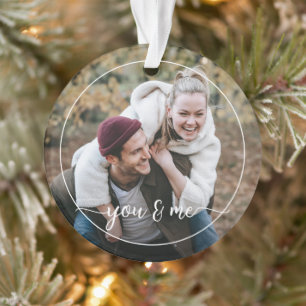 Custom Personalized Photo Simple Love Quote Text Ornament