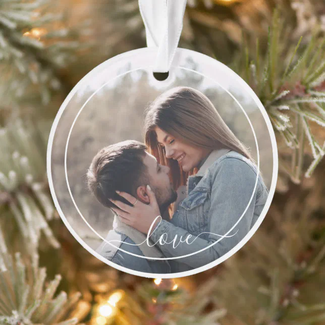 Personalized Simple Custom Personalized Photo Simple Love Quote Text Ornament | Zazzle