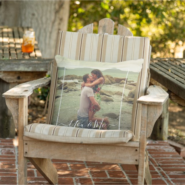 Custom Personalized Photo Simple Love Quote Text Outdoor Pillow (Chair)