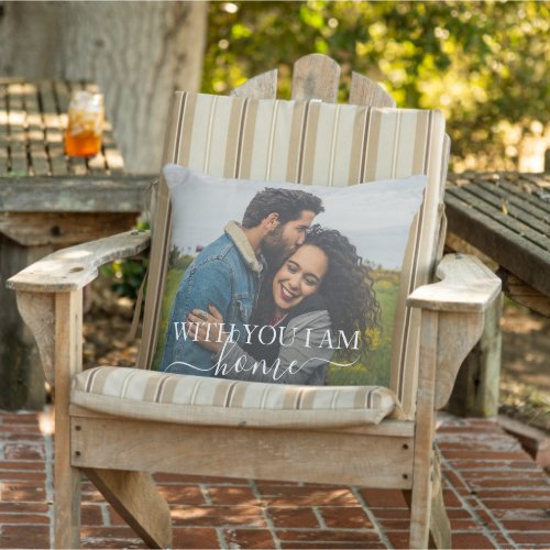 Custom Personalized Photo Simple Love Quote Text Outdoor Pillow