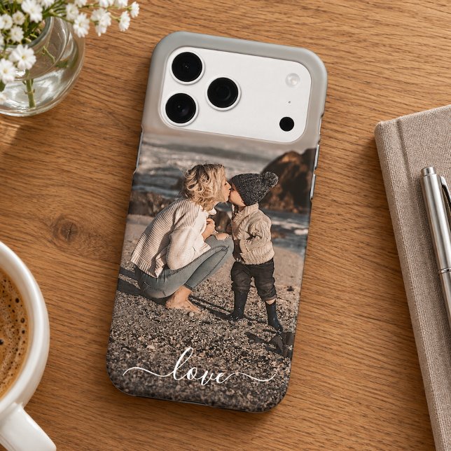 Custom Personalized Photo Simple Love Text Iphone Case (Creator Uploaded)