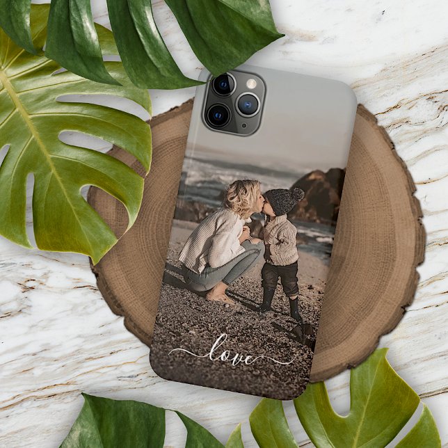 Custom Personalized Photo Simple Love Text iPhone Case (Creator Uploaded)