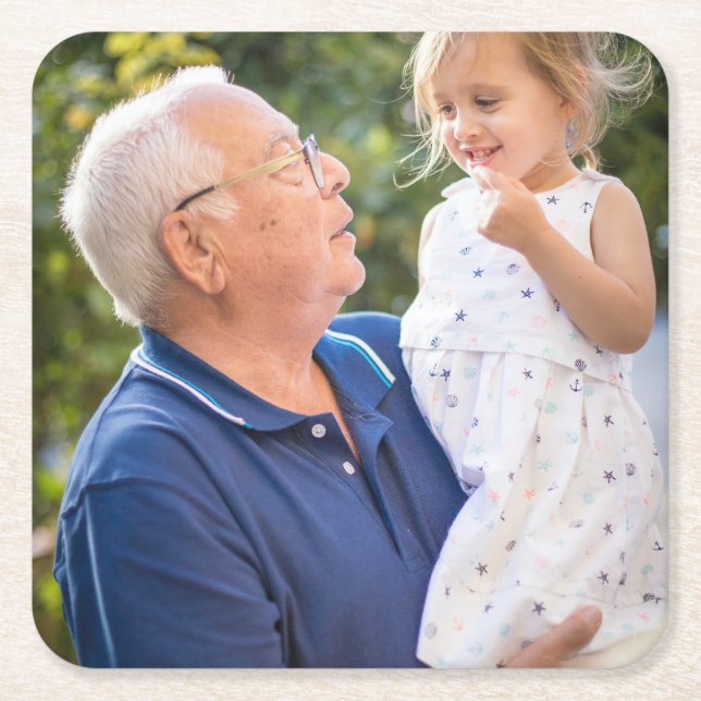 Custom Personalized Photo  Square Paper Coaster (Front)