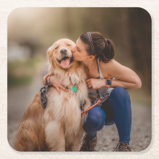 Custom Personalized Photo  Square Paper Coaster (Front)