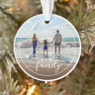 Custom Personalized Photo Template Our Family Text Ornament