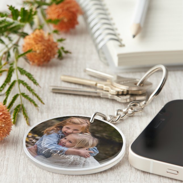 Custom Personalized Photo Template Sisters Forever Keychain (Front Right)