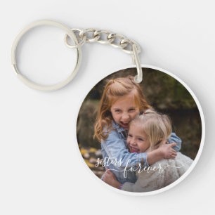 Custom Personalized Photo Template Sisters Forever Keychain