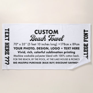 Custom Personalized Photo & Text Beach Towel 70"