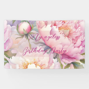 Custom Personalized Pink Blush Floral Party Banner
