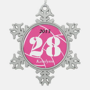 Custom Personalized Pink Volleyball Ornament