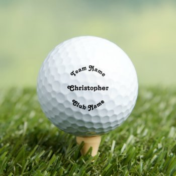 Custom Personalized Player Team Coach Club Name Golf Balls by iCoolCreate at Zazzle