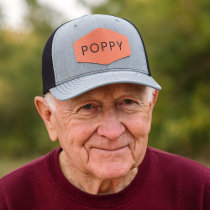 Custom Personalized Poppy Leather Patch Hat