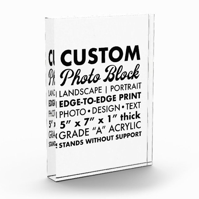Custom personalized Portrait Photo Block 5" x 7" (Left)
