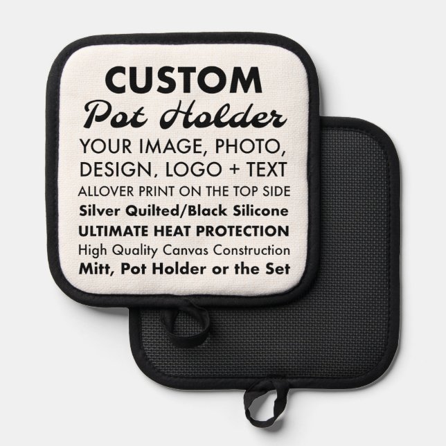 Custom Personalized Pot Holder, Silicone Underside Holder (Front/Back)