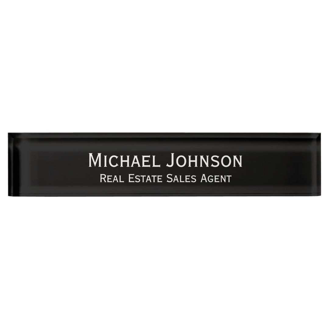 Custom Personalized Professional Black and White Name Plate | Zazzle