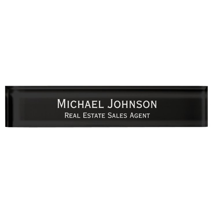 Custom Personalized Professional Black and White Name Plate Zazzle
