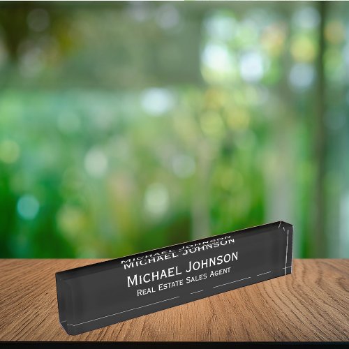 Custom Personalized Professional Black and White Name Plate