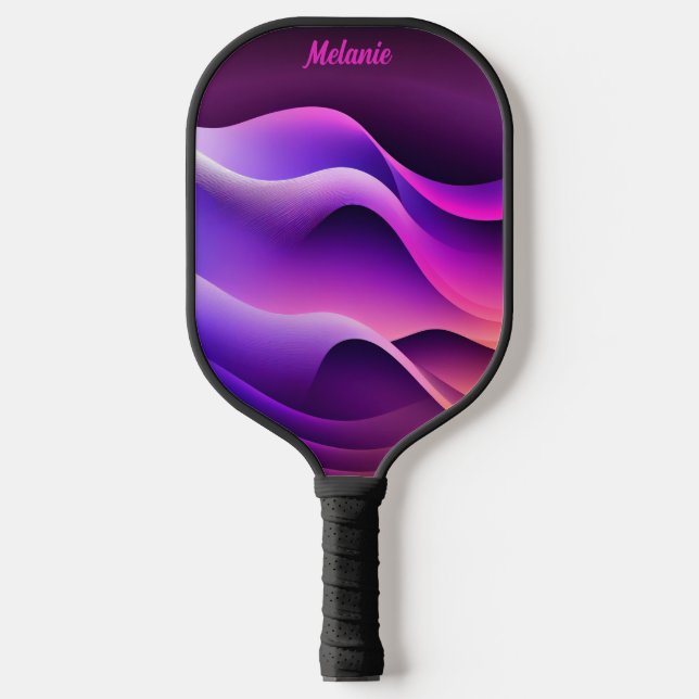 Custom Personalized Purple & Pink Waves Pickleball Paddle (Front)