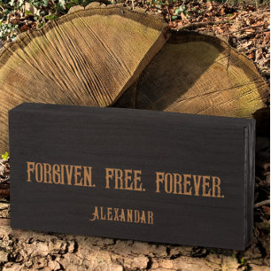 Custom Personalized Quote Modern Black Forgiven. Wooden Box Sign