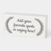 Custom Personalized Quote Saying Cute Leaf Script  Wooden Box Sign (Angled Horizontal)
