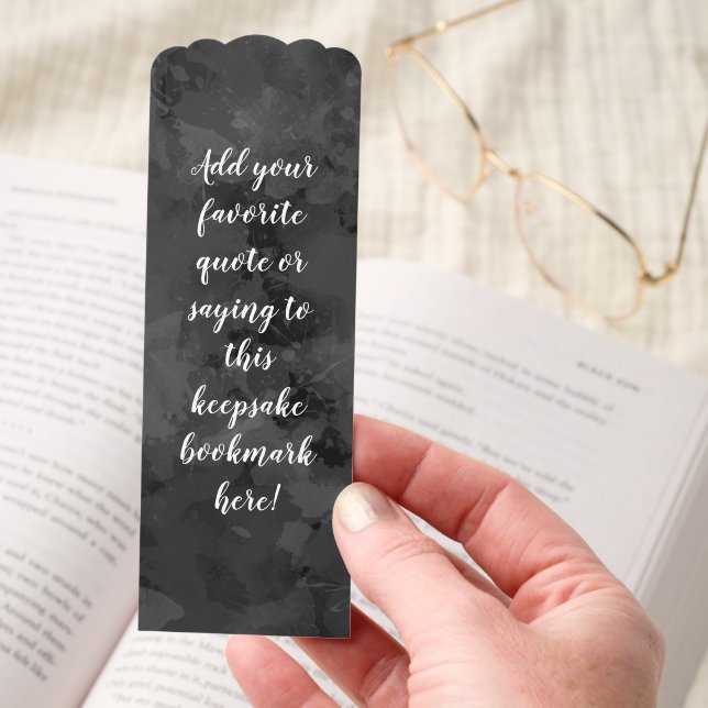 Custom Personalized Quote Saying Script Black Bookmarks (Hand)