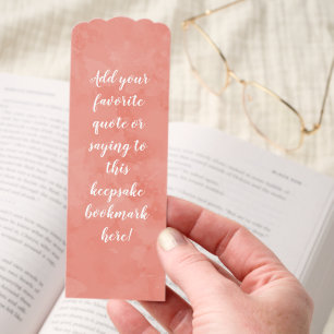 Custom Personalized Quote Saying Script Peach Bookmarks
