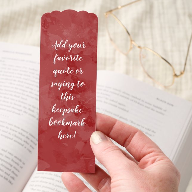 Custom Personalized Quote Saying Script Red Bookmarks (Hand)
