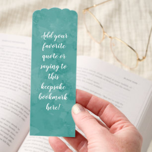 Custom Personalized Quote Saying Script Turquoise Bookmarks