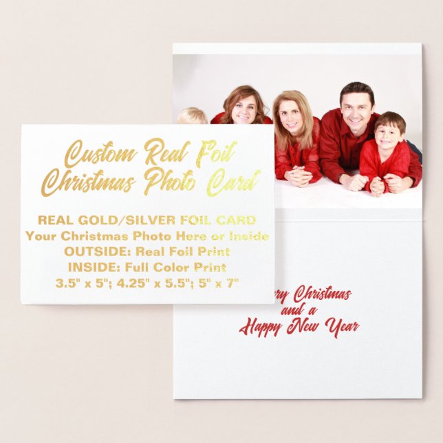 Custom Personalized REAL FOIL CHRISTMAS PHOTO CARD (Display)