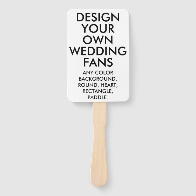 Custom Personalized RECTANGLE WHITE WEDDING FANS (Front)