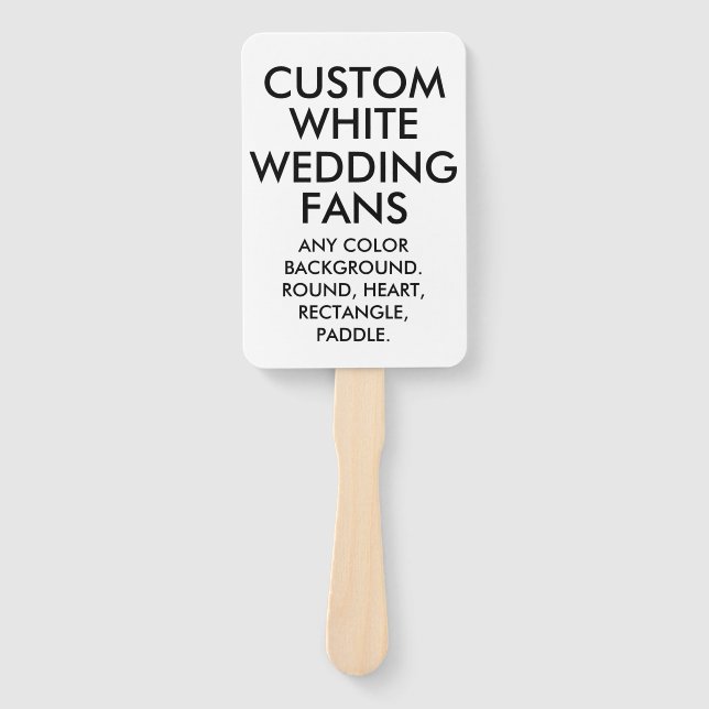 Custom Personalized RECTANGLE WHITE WEDDING FANS (Front)