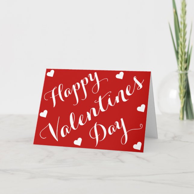 Custom Personalized Red Happy Valentines Day Cards (Front)