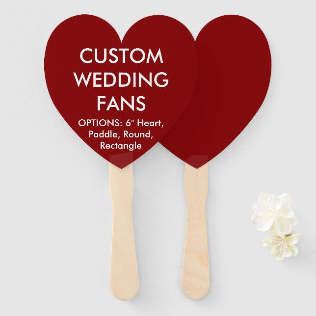 Custom Personalized RED HEART WEDDING FANS (Front and Back)