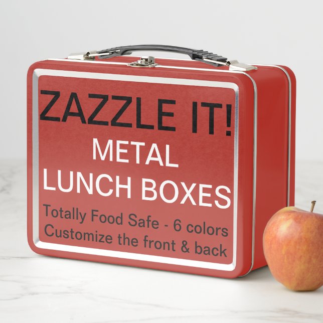 Custom Personalized RED Metal Lunch Box Template (In Situ)