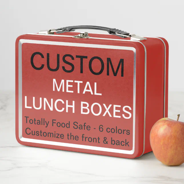 Custom Personalized RED Metal Lunch Box Template | Zazzle