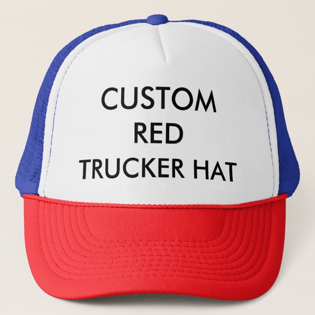 Custom Personalized RED, WHITE & BLUE TRUCKER HAT (Front)