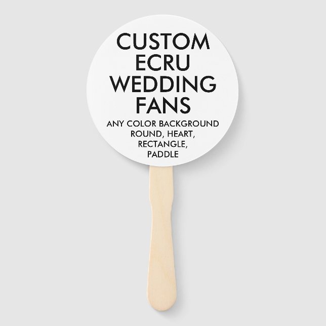Custom Personalized ROUND ECRU WEDDING FANS (10) (Front)