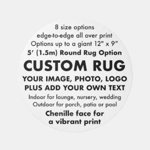 Custom Personalized Round Outdoor Rug 5' diameter