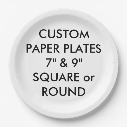 Custom Personalized ROUND Paper Plates _ 9 Large