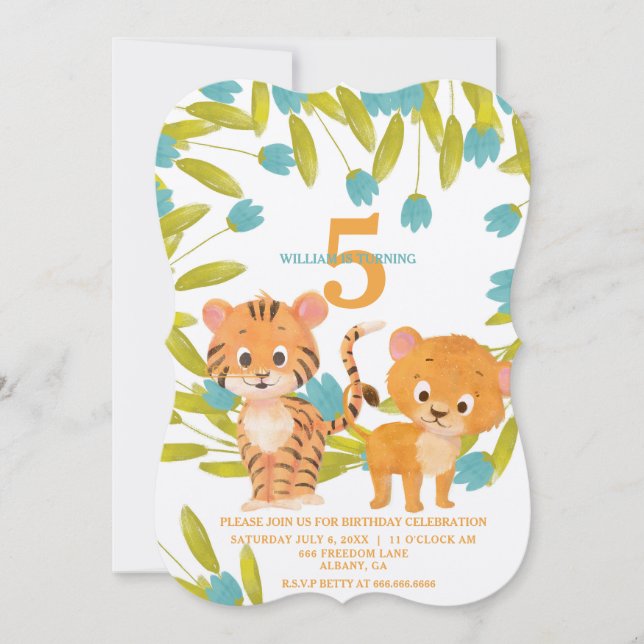 Custom Personalized Safari Animal Kid's Birthday   Invitation (Front)