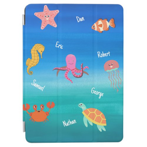 Custom  personalized sea animals iPad cover